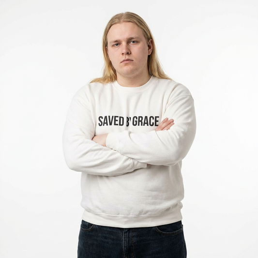 Saved By Grace Crewneck Sweatshirt — Christian Faith Pullover
