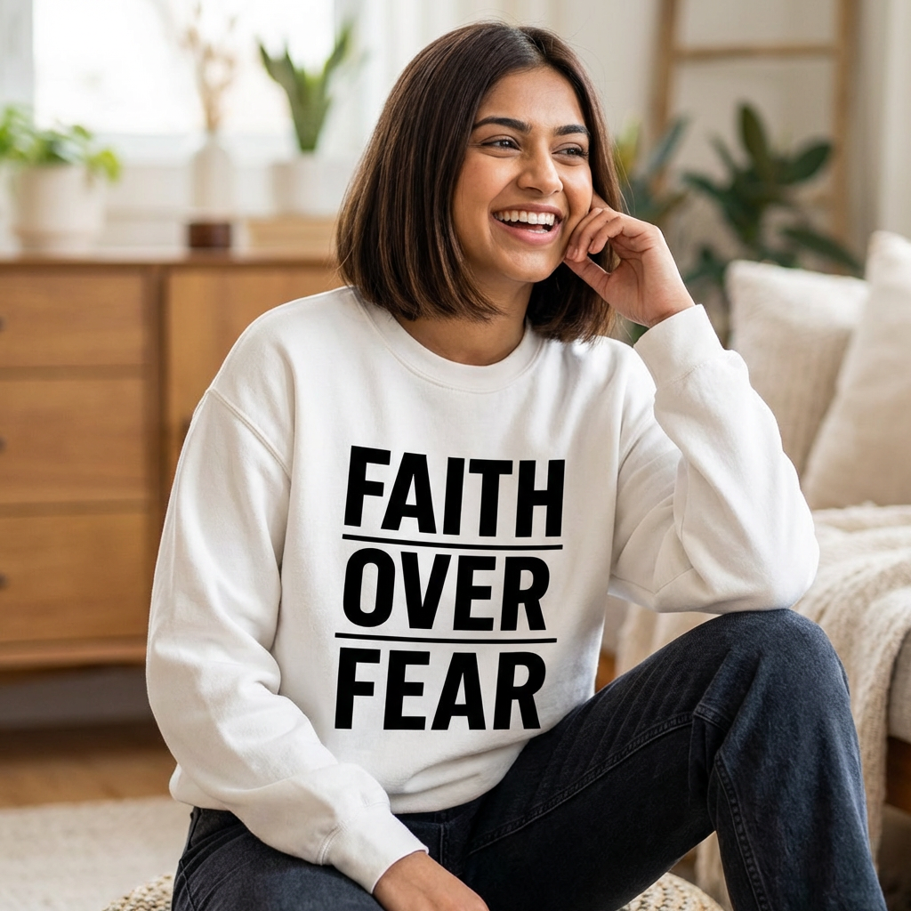 Faith Over Fear Crewneck Sweatshirt — Inspirational Christian Pullover