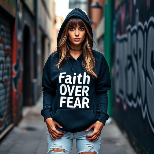 Faith Over Fear Hoodie - Christian faith apparel by Micaclothings