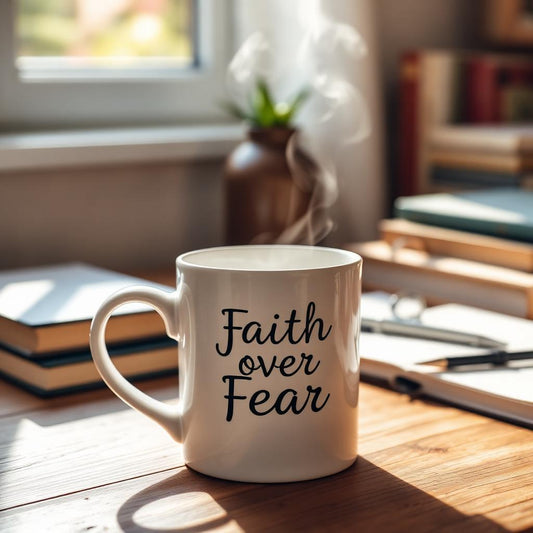 Faith Over Fear Mug - Christian faith apparel by Micaclothings