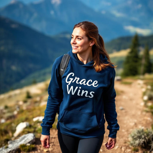 Grace Wins Hoodie - Christian faith apparel by Micaclothings
