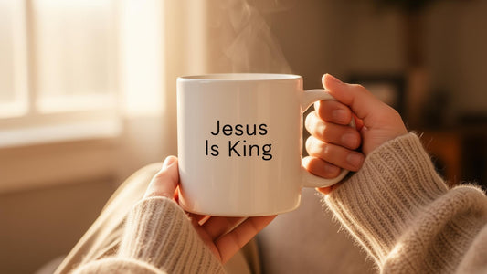 Jesus Is King Mug - Christian faith apparel by Micaclothings