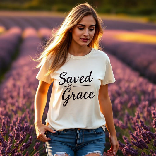 Saved by Grace Tee - Christian faith apparel by Micaclothings
